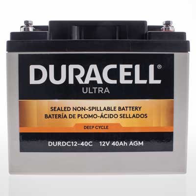 Duracell Ultra 12V 40AH Deep Cycle AGM Sealed Lead Acid (SLA) Battery with M6 Insert Terminals - SLADC12-40C