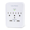 CyberPower 600 Joule 3 Outlet and 2 USB Ports Wall Outlet Surge Protector - White - 1