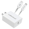 cellhelmet 20W PD Wall Charger Plug and USB-C Lighting Connector Cable - White 3ft - 1