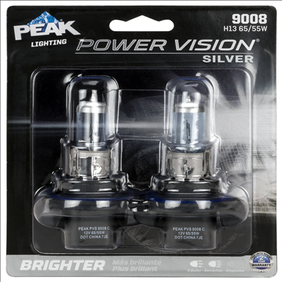Peak 9008 65W/55W Power Vision Silver Automotive Bulb - 2 Pack - Main Image