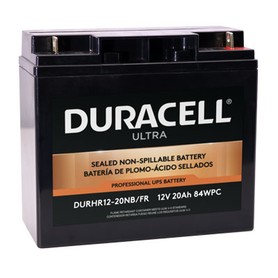 Duracell Ultra 12V 20AH High Rate AGM SLA Battery with M6 Flag Nut and Bolt Terminals - Main Image