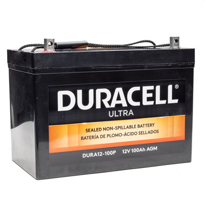 Duracell Ultra 12V 100AH Deep Cycle AGM Sealed Lead Acid (SLA) Battery with P Terminals