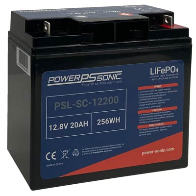 Power Sonic 12.8V 20AH Lithium Iron Phosphate Battery with C Terminals - Main Image
