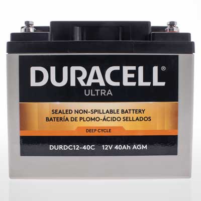 Duracell Ultra 12V 40AH Deep Cycle AGM SLA Battery with M6 Insert Terminals - Main Image