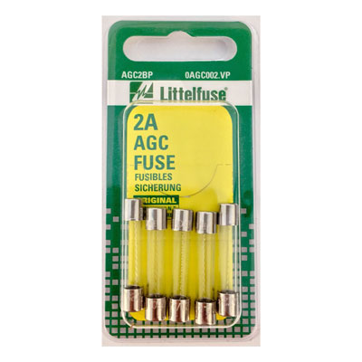LittelFuse 2A AGC Glass Fuses - 5 Pack