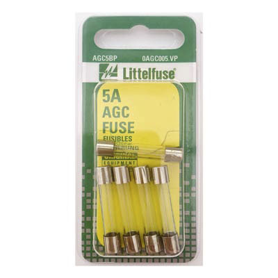 LittelFuse 5A AGC Glass Fuses - 5 Pack