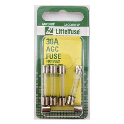 LittelFuse 30A AGC Glass Fuses - 5 Pack - Main Image