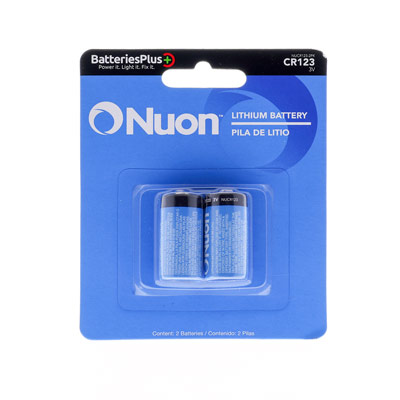 Nuon 3V CR123 Lithium Battery - 2 Pack