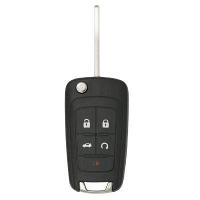 Five Button Key Fob Replacement Flip Key Remote for Buick, Chevrolet, and GMC Vehicles - Main Image