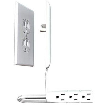 Sleek Socket 3 Outlet 3ft Power Cord Outlet Surge Protector - White - Main Image
