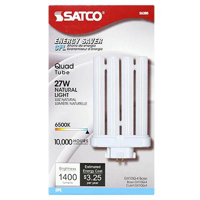 Satco 27W 6500K Quad Tube 4 Pin CFL Bulb - Main Image