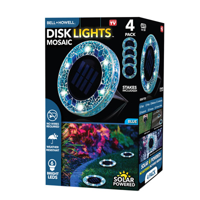 Bell & Howell Blue Mosaic Solar Disk Lights - 4 Pack