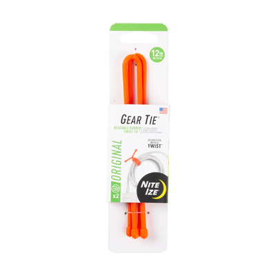 Nite Ize GEAR TIE 12" – 2 Pack Bright Orange Reusable Twist Ties