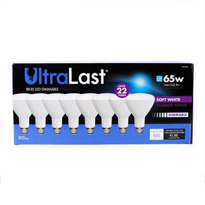UltraLast 65 Watt Equivalent BR30 2700K Soft White Energy Efficient LED Light Bulb - 8 Pack