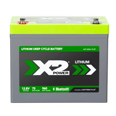 X2Power 12V 75Ah Marine Lithium Iron Phosphate (LiFePO4) Deep Cycle Battery with Bluetooth