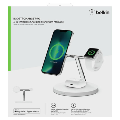 Belkin Apple MagSafe Charger BoostCharge Pro 3-in-1 Wireless Charging Stand