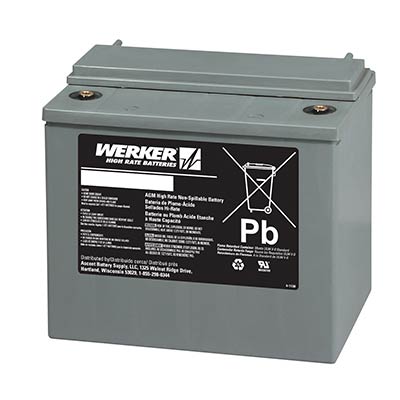 Werker 12V High Rate AGM Sealed Lead Acid (SLA) Battery with M6 Insert Terminals