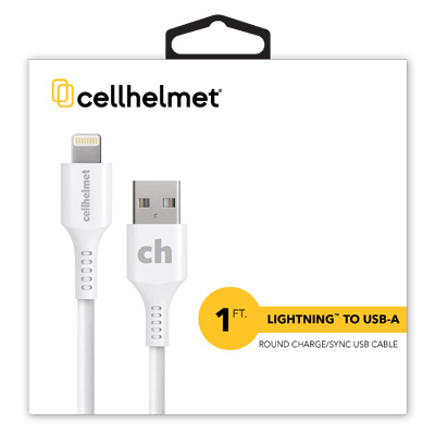 cellhelmet Short 1-Foot Lightning to USB-A Charging Syncing Cable - White