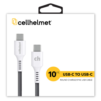 cellhelmet 10-Foot USB-C to USB-C Charging Syncing Cable - White