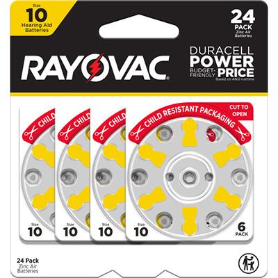 Rayovac 1.4V Type 10 (Yellow) Zinc Air Battery - 24 Pack