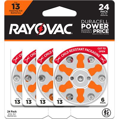 Rayovac 1.4V Type 13 (Orange) Zinc Air Battery - 24 Pack