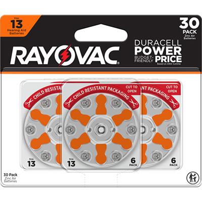 Rayovac Zinc Air Size 13 (Orange) Hearing Aid Batteries - 30 Pack