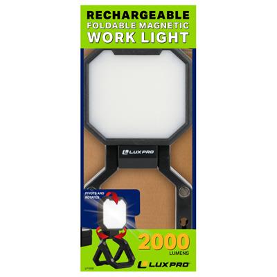 LuxPro 2000 Lumen Rechargeable Folding Work Light