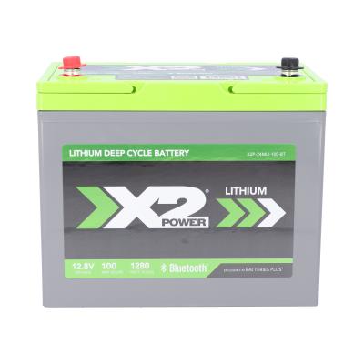 X2Power 12.8V 100Ah Marine Lithium Iron Phosphate Deep Cycle Battery with Bluetooth