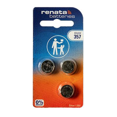 Renata 357 1.55V Silver Oxide Watch Batteries - 3-Pack