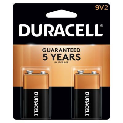 Duracell Coppertop 9V 9V, 6LR61 Alkaline Battery - 2 Pack
