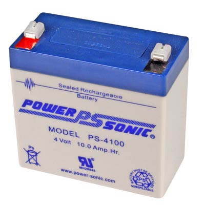 Power Sonic 4V 10AH AGM SLA Battery with F1 Terminals