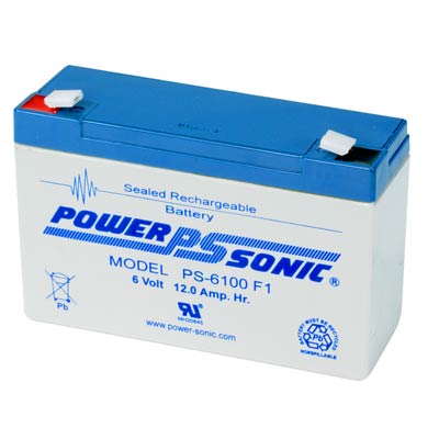 Power Sonic 6V 12AH AGM SLA Battery with F1 Terminals - Main Image