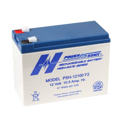 Power Sonic 12V 10.5AH AGM SLA Battery with F2 Terminals - Main Image