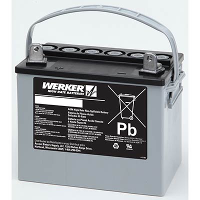 Werker 12V 33AH Deep Cycle AGM SLA Battery with J Terminals