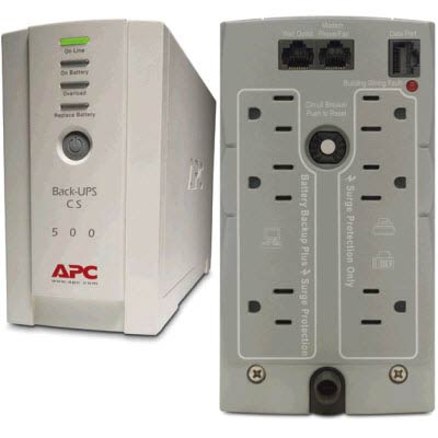 APC Back-UPS CS 500VA 6-Outlet UPS Battery Backup and Surge Protector