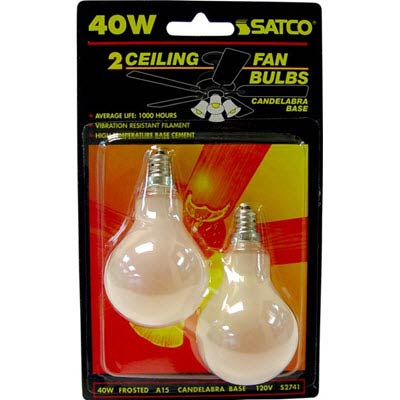Satco 40W E12 A15 Frosted Incandescent Bulb - 2 Pack - Main Image