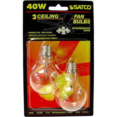 Satco 40W E17 A15 Clear Incandescent Bulb - 2 Pack