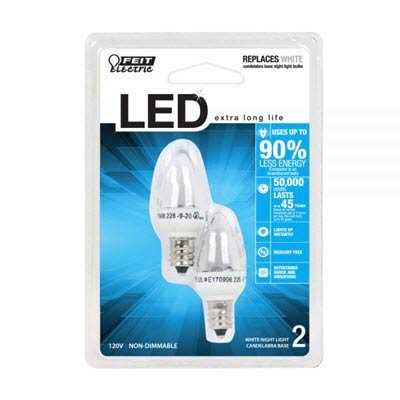 Feit E12 C7 Clear LED Miniature Bulb - 2 Pack
