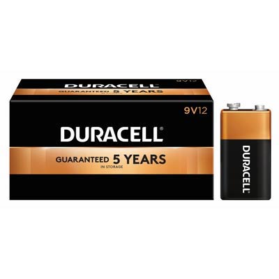 Duracell Coppertop 9V, 6LR61 Alkaline Battery