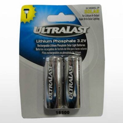 UltraLast 3.2V 18500 Lithium Iron Phosphate Rechargeable Battery - 2 Pack