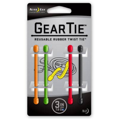 Nite Ize Assorted 3 Inch Reuseable Rubber Gear Tie - 4 Pack