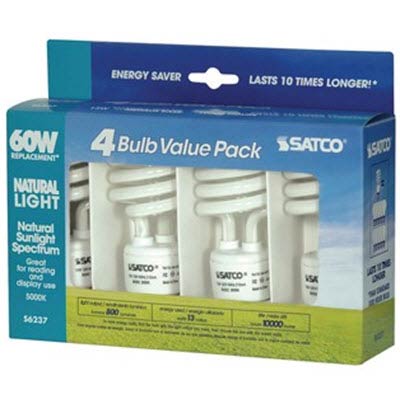 Satco 13W Spiral Daylight CFL Bulb - 4 Pack - Main Image