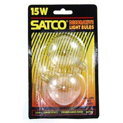Satco 15W E12 G16.5 Incandescent Bulb - 2 Pack