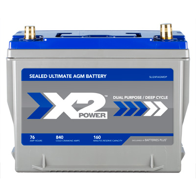 X2Power Premium AGM 840CCA BCI Group 24F Car and Truck Battery