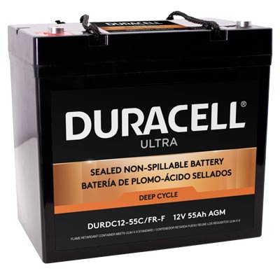 Duracell Ultra 12V 55AH Deep Cycle AGM SLA Battery with M6 Insert Terminals
