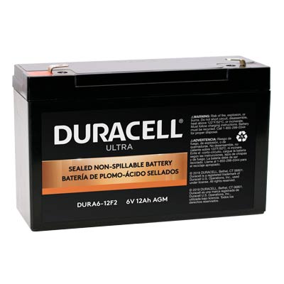 Duracell Ultra 6V 12AH General Purpose AGM Sealed Lead Acid (SLA) Battery with F2 Terminals