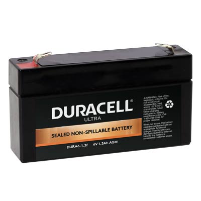 Duracell Ultra 6V 1.3AH General Purpose AGM SLA Battery with F1 Terminals - Main Image