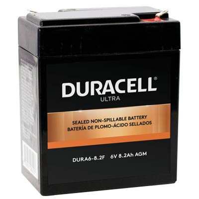 Duracell Ultra 6V 8.2AH General Purpose AGM SLA Battery with F1 Terminals