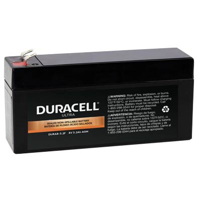 Duracell Ultra 8V 3.2AH General Purpose AGM Sealed Lead Acid (SLA) Battery with F1 Terminals