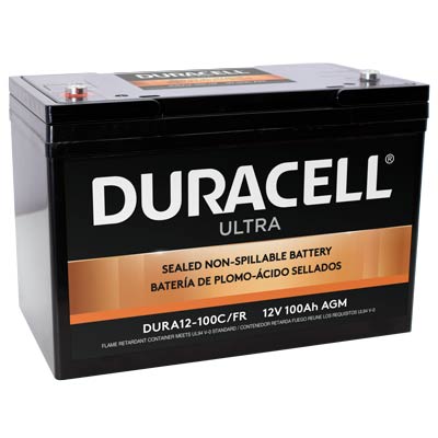 Duracell Ultra 12V 100AH General Purpose AGM Sealed Lead Acid (SLA) Battery with M6 Insert Terminals